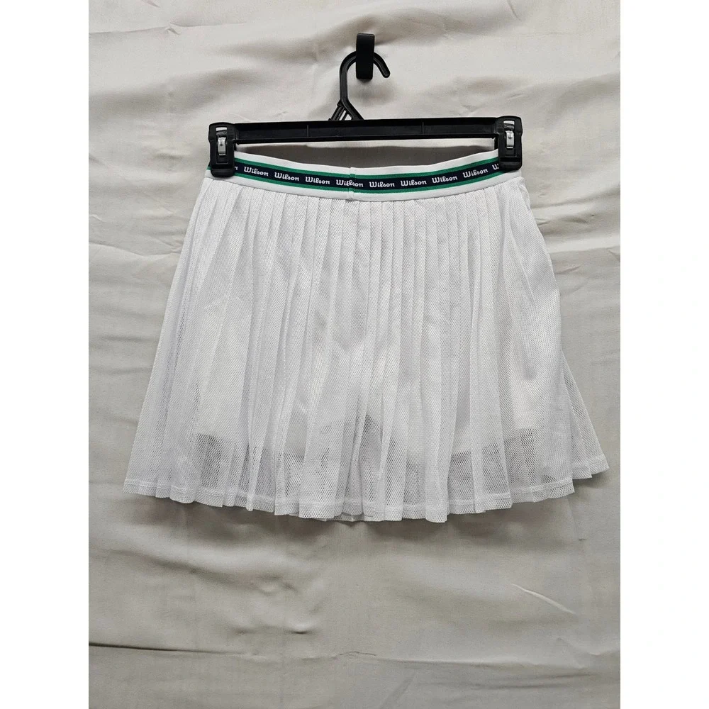 Wilson Girls Pleated Tennis Skort White Polyester Blend Athletic Size XL